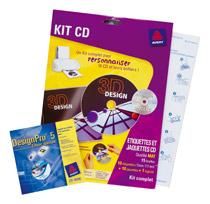 KIT 10 ÉTIQUETTES + 10 JAQUETTES AVERY REF S161006R POUR DISQUES OPTIQUES - ETIQUETTES POUR CD ET DVD