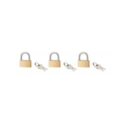 Lot de 3 cadenas BASIC à clé, base 30 mm, anse acier, s'entrouvrant, 2 clés/cad. - SP - doré 3150269703307_0