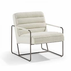 Oviala Business Fauteuil en tissu bouclette ivoire - blanc textile 107003_0
