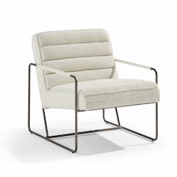 Oviala Business Fauteuil en tissu bouclette ivoire - blanc 107003_0