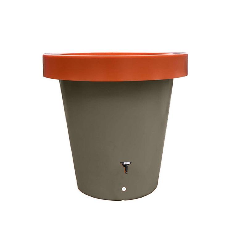 PLAST'UP ROTOMOULAGE Carré de plantation récupérateur d'eau de pluie lluvia  420l - TAUPEORANGE - marron 0036336944787_0