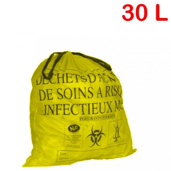 Sac poubelle à déchets infectieux - 30 litres - Flexitène renforcé NF X30-501 - Marque Rolléco_0
