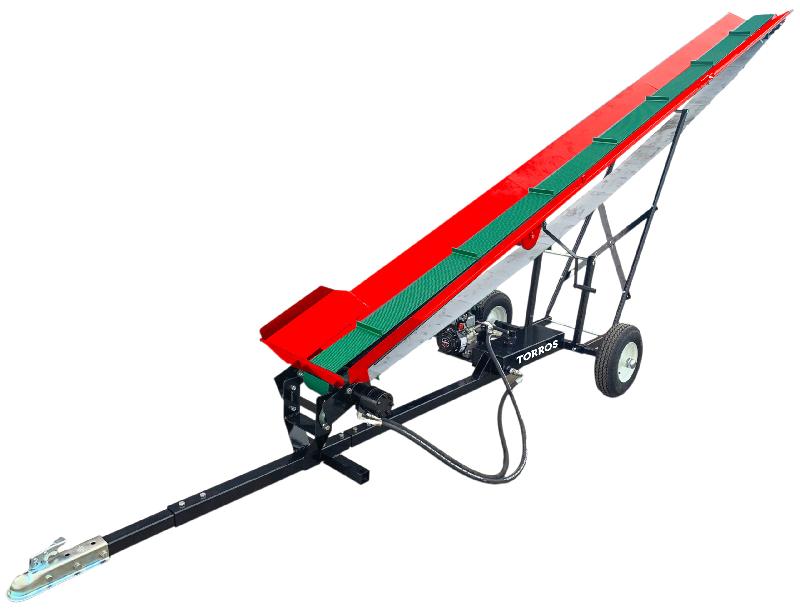 Tapis convoyeur pour bois de chauffage 5 mètres avec moteur électrique 230 V - Sur roues avec timon Torros HTB50E_0