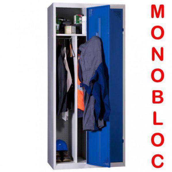 Vestiaire industrie salissante 2 cases monobloc rouge - conforme norme AFNOR D 65-760_0