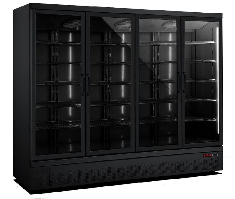 Vitrine réfrigérée murale 4 portes de 2m50 de couleur noire_0