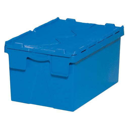 Bac plastique Gerbable Emboîtable Plein avec Couvercle intégré 600 x 400 x 265 Bleu - Réf : BAC114BM6426020_0