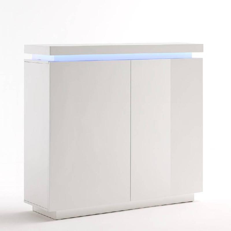 BUFFET HAUT OCEAN LAQUÉ BLANC BRILLANT 2 PORTES LED INCLUS_0