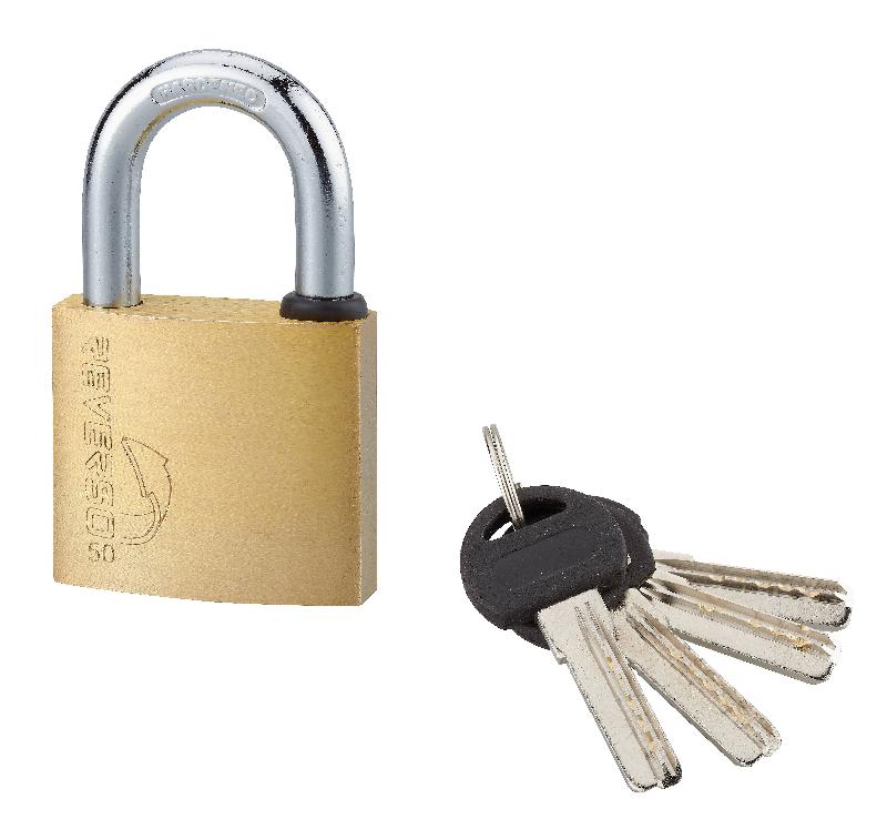Cadenas à clé Reverso 50 mm - 4 clés réversibles - Corps laiton monobloc et anse acier cémenté_0