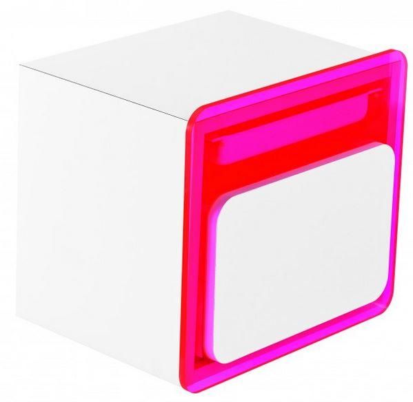 Caisson intercalaire pop up - mélaminé avec façade plexiglas - 1 tiroir avec freins - fixation murale - 42x33x38 cm_0