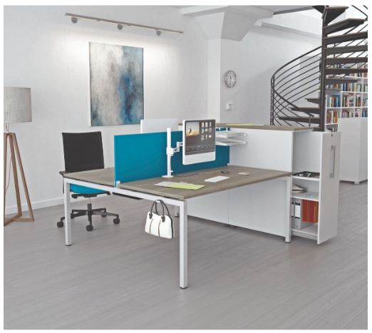 Cinetic - Bureau open space pour 2 ou 4 personnes - Kollori - Plateau mélaminé double face avec piétement arche_0