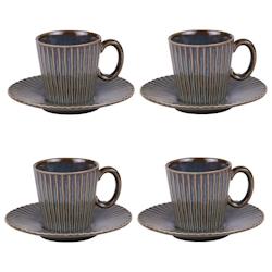Coffret de 4 tasses à café avec sous tasses Liv bleu 22 cl -  Rond Porcelaine Table Passion 11x8 cm - bleu porcelaine 3106232721250_0