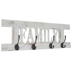 Décoshop26 - Porte-manteau mural patère en bois blanc vintage avec 4 crochets 20,5x60x1,5 cm MED04050 - blanc 3000168469302_0