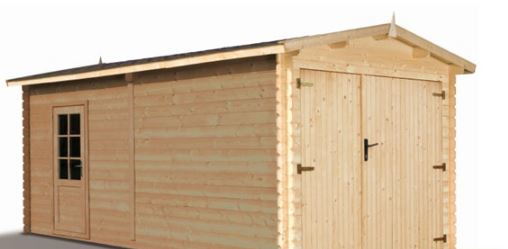 Garage simple en bois Denver - toit double pente - porte battante - 2,98 x 5,20 m - sapin brut - épaisseur 28 mm_0