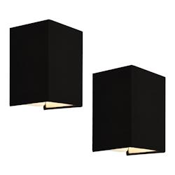 Helloshop26 - Lot de 2 appliques murales forme angulaire E27 60 w 20 x 16 x 13 cm abat-jour en lin noir  03_0007354 - 3001874647763_0