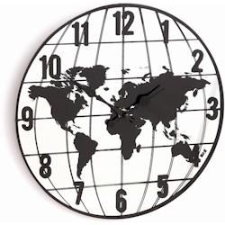 Horloge effet miroir mappemonde 30 cm Sil - noir 5024418239581_0