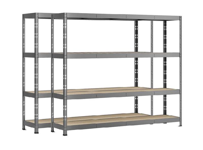 Lot de 2 étagères rack - 4 plateaux - 220 x 50 cm - charge lourde_0