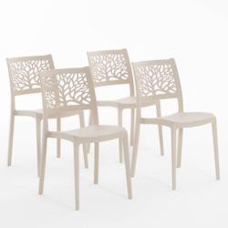 RATTATAN Set 4 Chaises en polypropylène avec fibre de verre empilables pour extérieur et jardin, bar et restaurant, cuisine design moderne - FLORA -_0