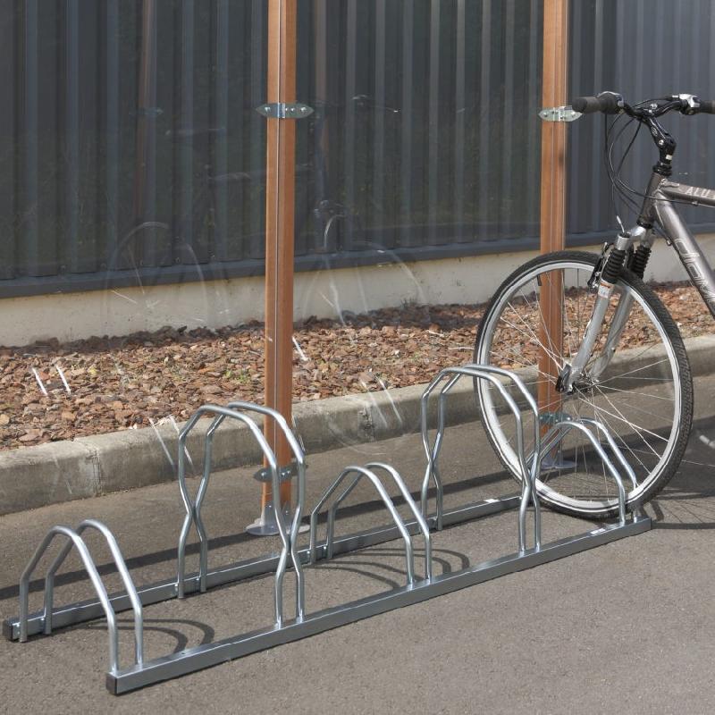 Support vélos en acier zingué sur 2 niveaux - 5 vélos - robuste et adaptable intérieur/extérieur_0