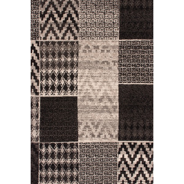 Tapis patchwork moderne argent - Rectangles - 120cm x 170cm - Tissé en Belgique - Poils ras - Polypropylène_0