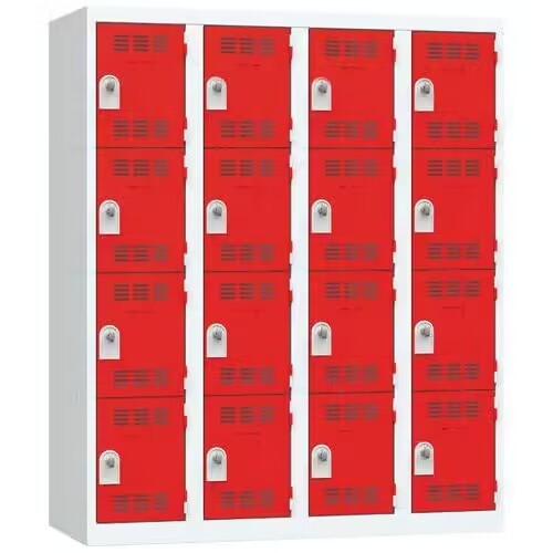 Vestiaire multicases 4 cases par colonne serrure 4 gris clair rouge_0