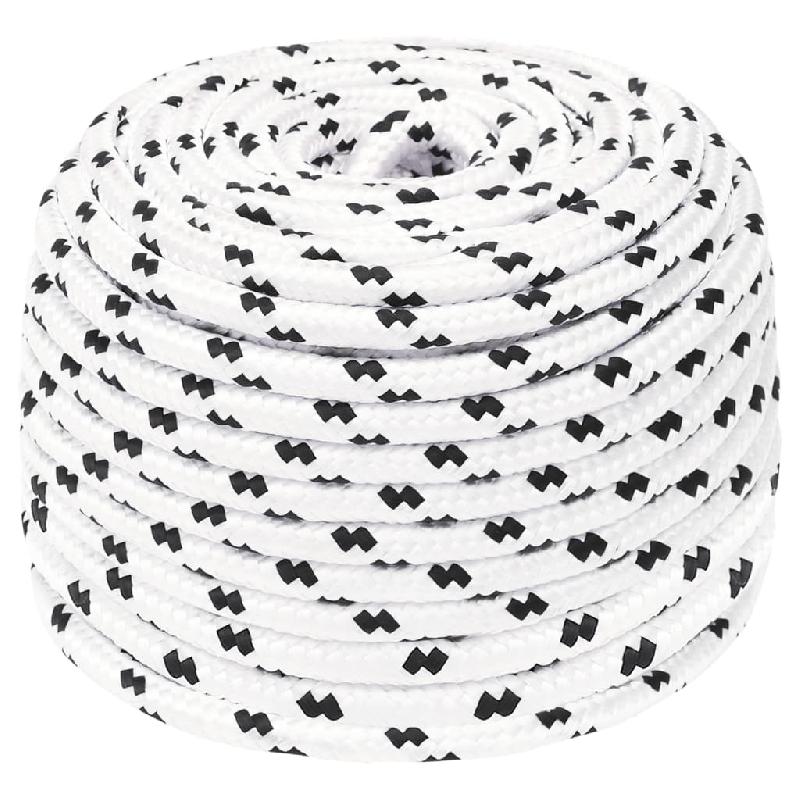 Vidaxl corde de bateau tressé blanc 6 mmx100 m polyester 152763_0