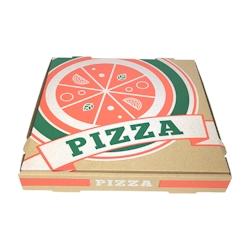 Boîte à pizza 40x40x4 cm en carton micro-cannelure brun avec impression en 3 couleurs par 100 - en carton BTEPIZZA40X4X100_0