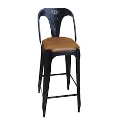 Anticline Créations Tabouret bar assise en cuir L44 X P44 X H106 Assise H74 - noir métal CS1209_0