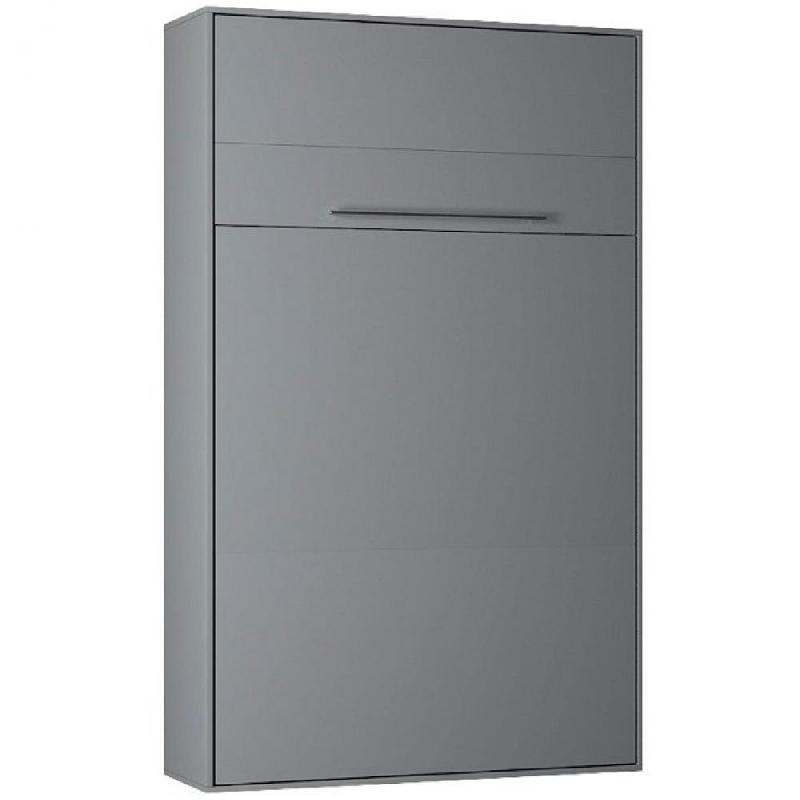 ARMOIRE LIT ESCAMOTABLE KOMPACT OUVERTURE ASSISTÉE, COLORIS GRIS MAT COUCHAGE 160*200 CM._0