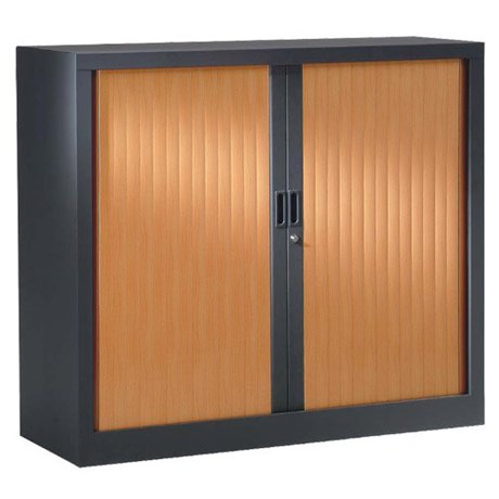 ARMOIRE PORTES RIDEAUX MERISIER ET ANTHRACITE 100 CM