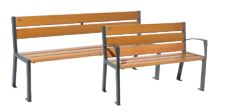 Banc public en acier et bois - SILAOS - fabrication écoresponsable, chêne certifié PEFC_0