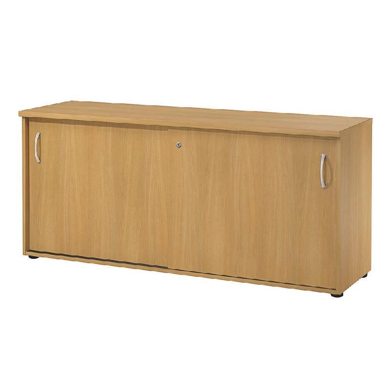 MEUBLE BAS NF ENVIRONNEMENT PORTES COULISSANTES - H.72 X L. 160 X P. 48 CM - HÊTRE - PORTES HÊTRE