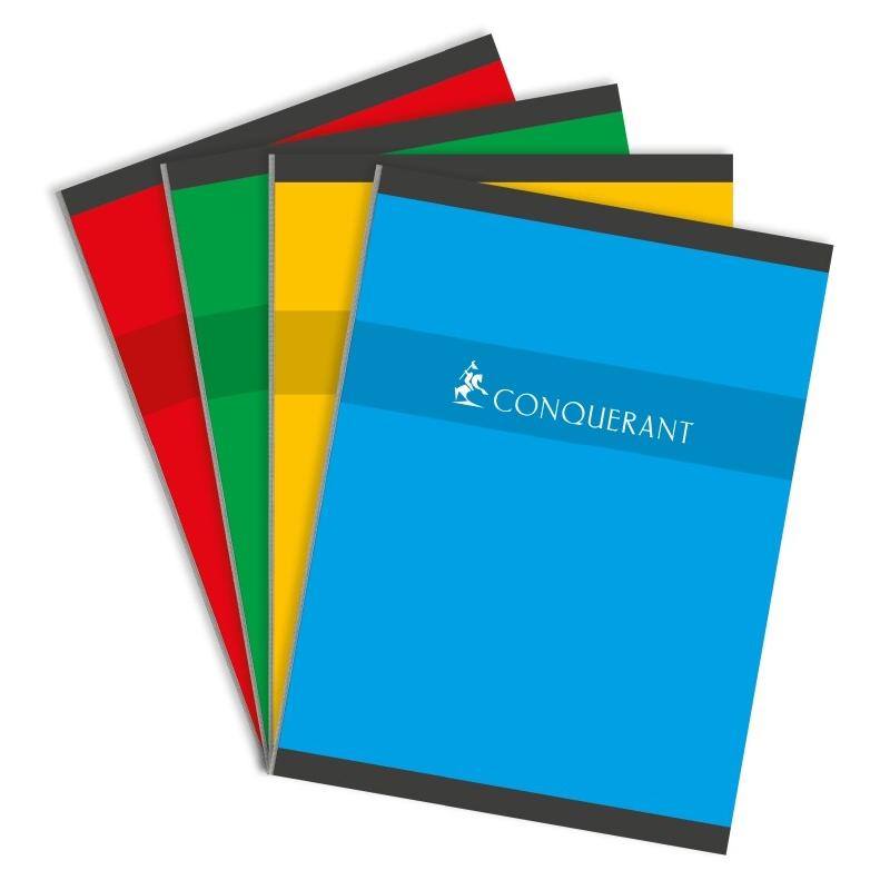 CONQUERANT Lot de 5 Cahier Sept broché 24x32, 192p./96 feuilles 70g/m², quadrillé 5x5, coloris assortis (4) - 3020120002163_0