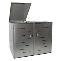 Décoshop26 - Abri de poubelles extérieur conteneurs à ordures jusqu'à 2 bacs avec couvercle 116,5x131x80 cm en acier inoxydable 04_0005399 - 30002_0