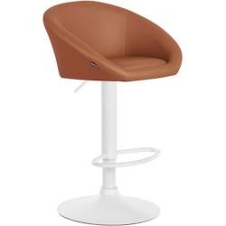 Décoshop26 - Tabouret de bar assise pivotante à 360° hauteur réglable en PVC marron piètement en métal blanc 10_0004772 - marron 3000252282572_0