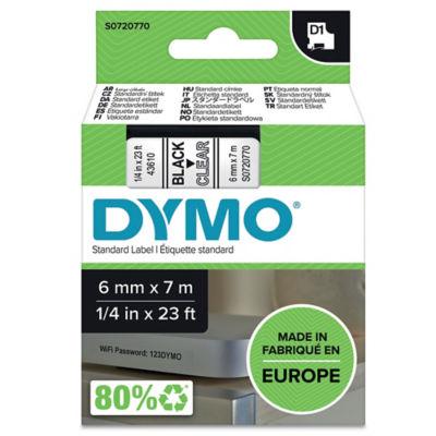 Dymo Ruban D1 6 mm S0720770 transparent écriture noire_0