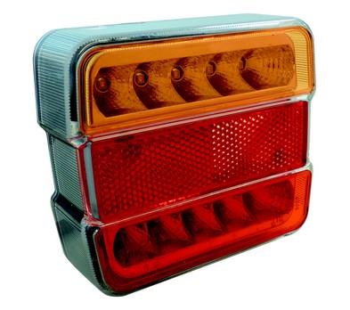 FEU ARRIERE 4 FONCTIONS CARREE A LEDS ORANGE/ROUGE 12V