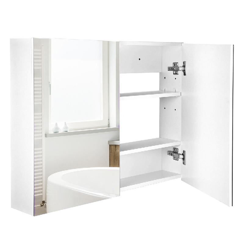 Helloshop26 - Armoire murale salle de bain miroir 80 x 15 x 60 cm gain de place pratique étagères réglables moderne épuré en MDF 21_0001839 - ver_0
