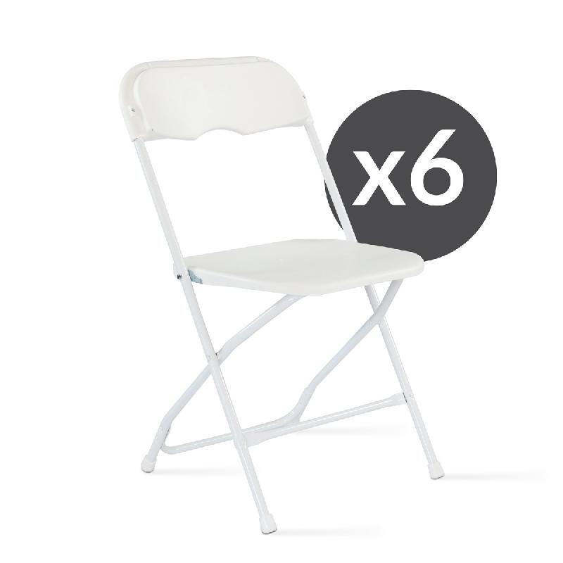 Lot de 6 chaises pliantes de réception - structure en acier et dossier PEHD - usage professionnel intérieur/extérieur_0