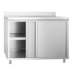 Meuble bas inox 1200 x 600 mm adossé PREMIUM - GOLDINOX - gris inox 3701770810055_0