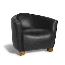 Now's Home - Fauteuil En Cuir De Vache Noir 81x85x67cm Porok - 3256390243610_0