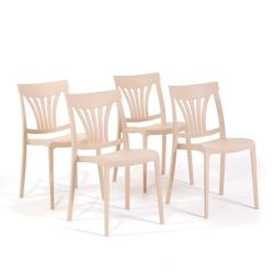 RATTATAN Set 4 Chaises en polypropylène avec fibre de verre empilables pour extérieur et jardin, bar et restaurant, cuisine design moderne - GINA -_0