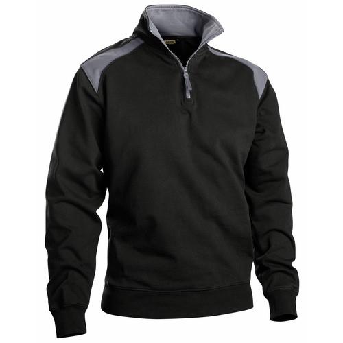SWEAT BICOLORE - COL CAMIONNEUR À ZIP - TAILLE XS - COTON 3353 BLAKLADER