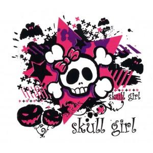 T-shirt enfant tête de mort rose - col rond - motif personnalisable - textile de qualité BC_0