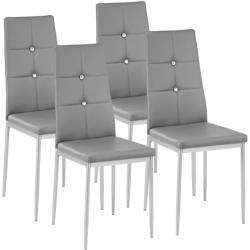 Tectake Lot de 4 chaises avec strass - gris -402546 - gris matière synthétique 402546_0