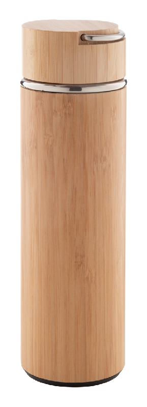 Thermos - Bouteille isotherme en acier inoxydable et bambou avec infuseur à thé - 450 ml_0