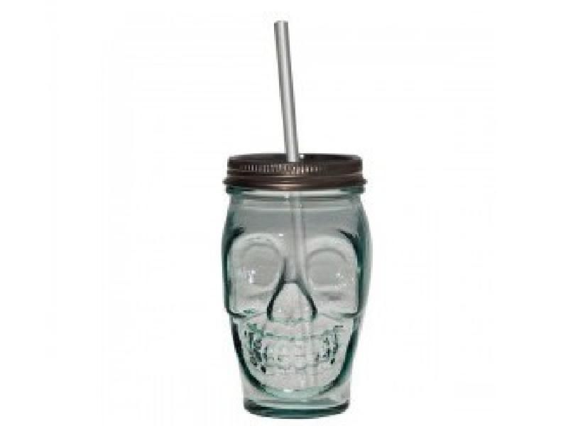 Verre à cocktail - Skull Tumbler avec couvercle et paille - SM 2345 - 450ml_0