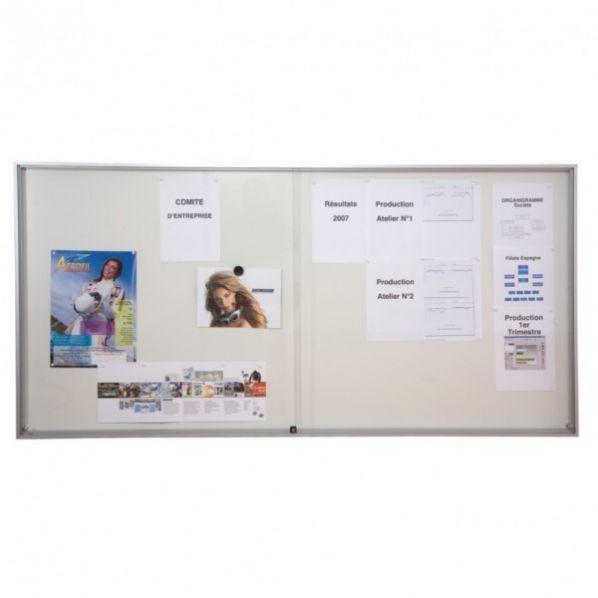 Vitrine d'affichage intérieur - Portes coulissantes Millenium 18 x A4 - Fond magnétique - Aluminium anodisé_0