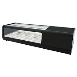 Vitrine réfrigérée pour tapas avec 4 gn 1/3 verre plat - 1105x400x300 mm - 160 W 230/1V - 13R48114 Eurast - inox 13R48114_0