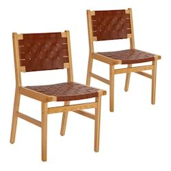 VS Venta-stock Pack de 2 chaises Kurt Marron en cuir recyclé - marron Bois massif I23193_0
