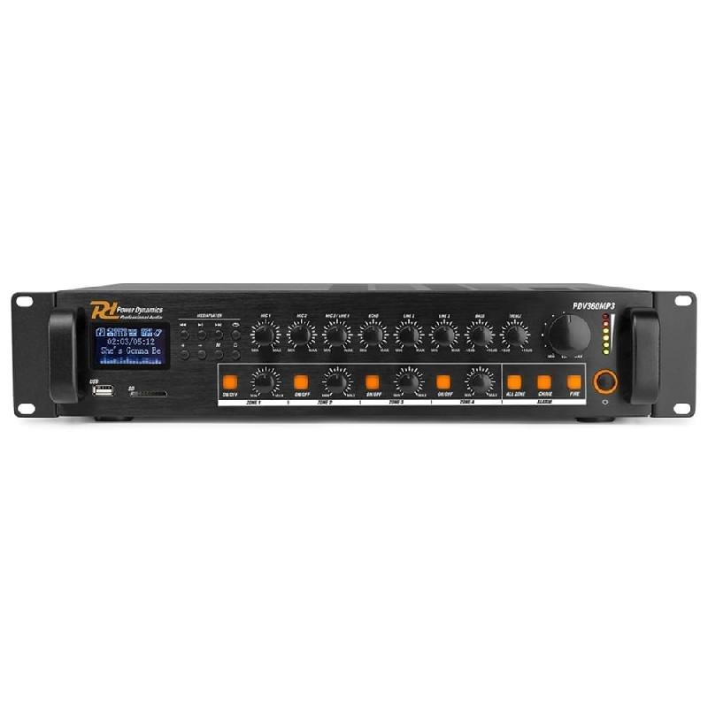 Amplificateur PA préampli SD USB Bluetooth - 4 zones - Mixeur Power Dynamics 360 Watts_0